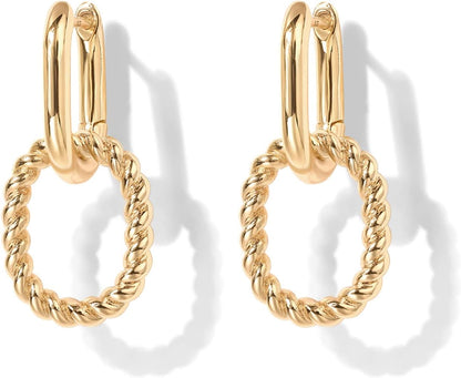 Stylish Dangle Cubic Zirconia 14K GP Earrings - Free Shipping