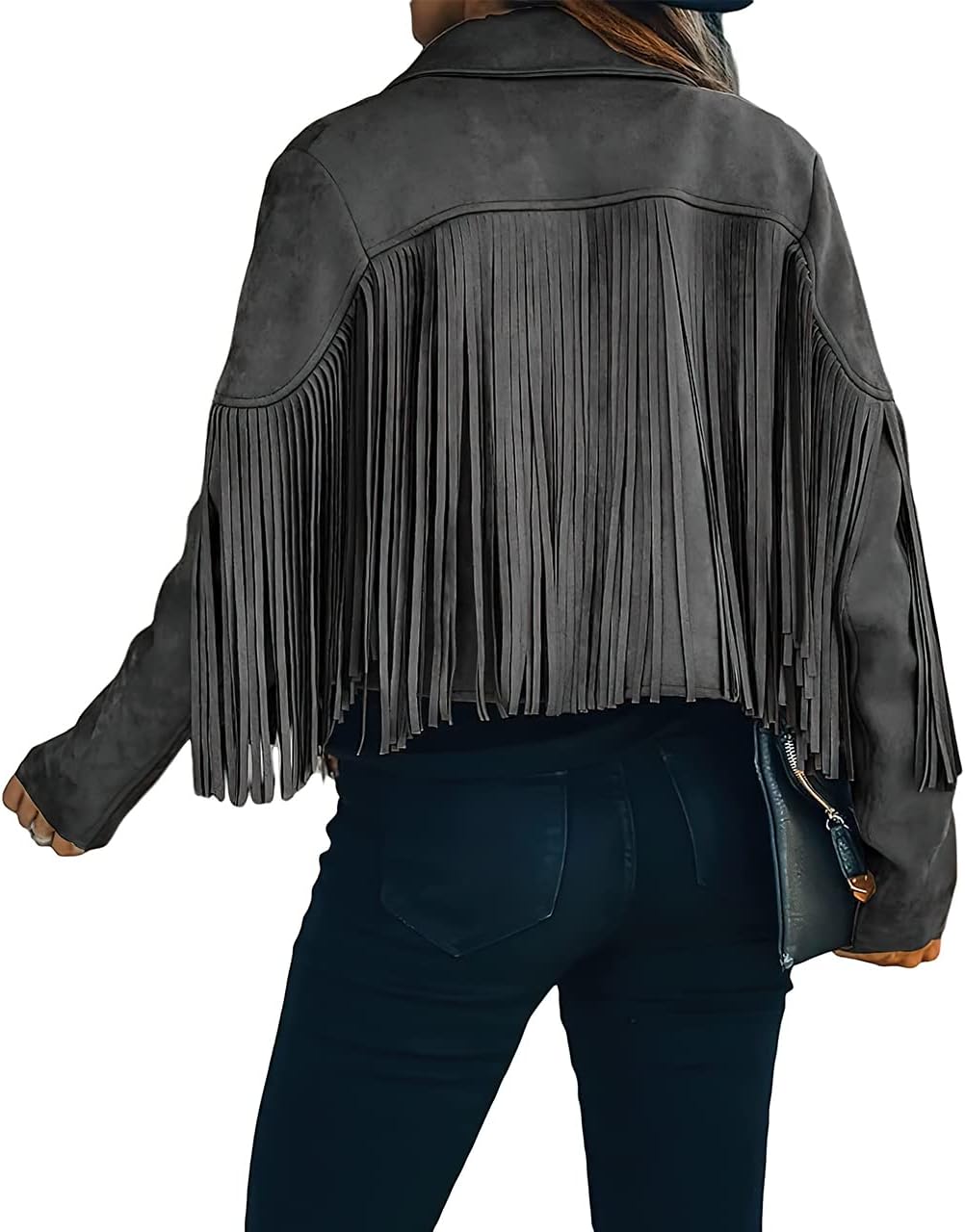 Trendy White Women’s Leather Boyfriend Cropped Jacket with Tassels Edgy and Trendy-Free Shipping