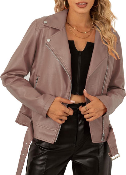 Stylish Faux Leather Fashionable Zipper Biker Outerwear Jacket-Free Shipping