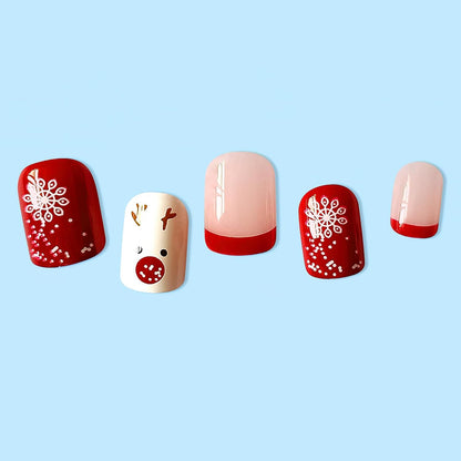 Christmas Santa Design Press-On Nails Short Square Acrylic Set 24pcs Stick-On Manicure-Free Shipping