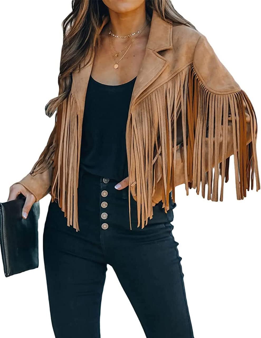 Trendy White Women’s Leather Boyfriend Cropped Jacket with Tassels Edgy and Trendy-Free Shipping