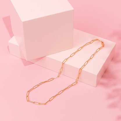 Trendy Paperclip Chain 14K GP Adjustable Necklace - Free Shipping