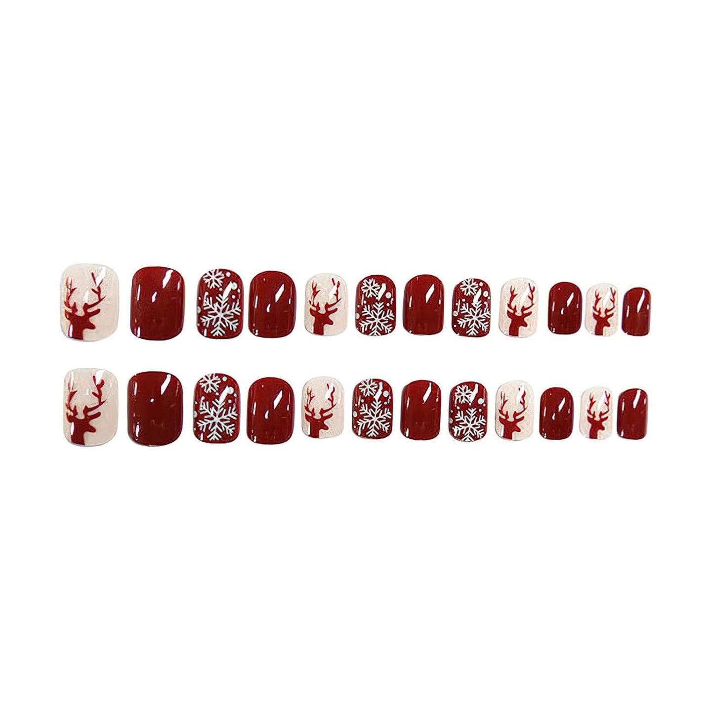 Christmas Santa Design Press-On Nails Short Square Acrylic Set 24pcs Stick-On Manicure-Free Shipping