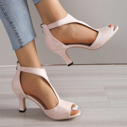 Peep-Toe Back Zipper Open-Toe Platform Heel Sandals - Free Shipping