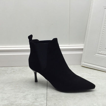 Soft Microfiber Pointed-Toe Stiletto High Boots - Free Shipping