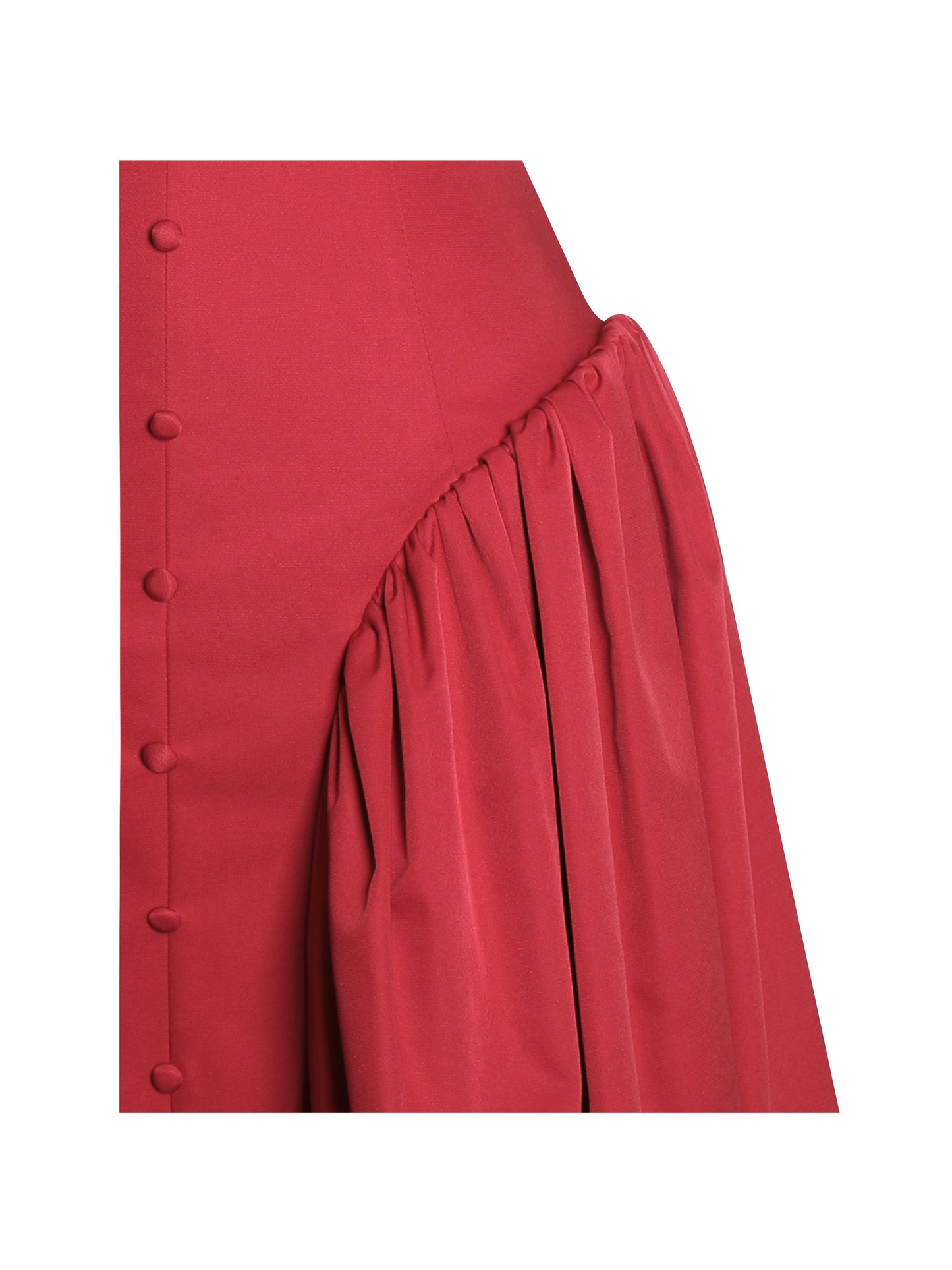 Miss Circle Nahla Red Drop Waist Midi Dress with Buttons - Free Shipping