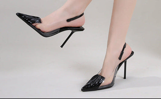 Pointed Toe Transparent Patent Leather Stiletto High Heels - Free Shipping