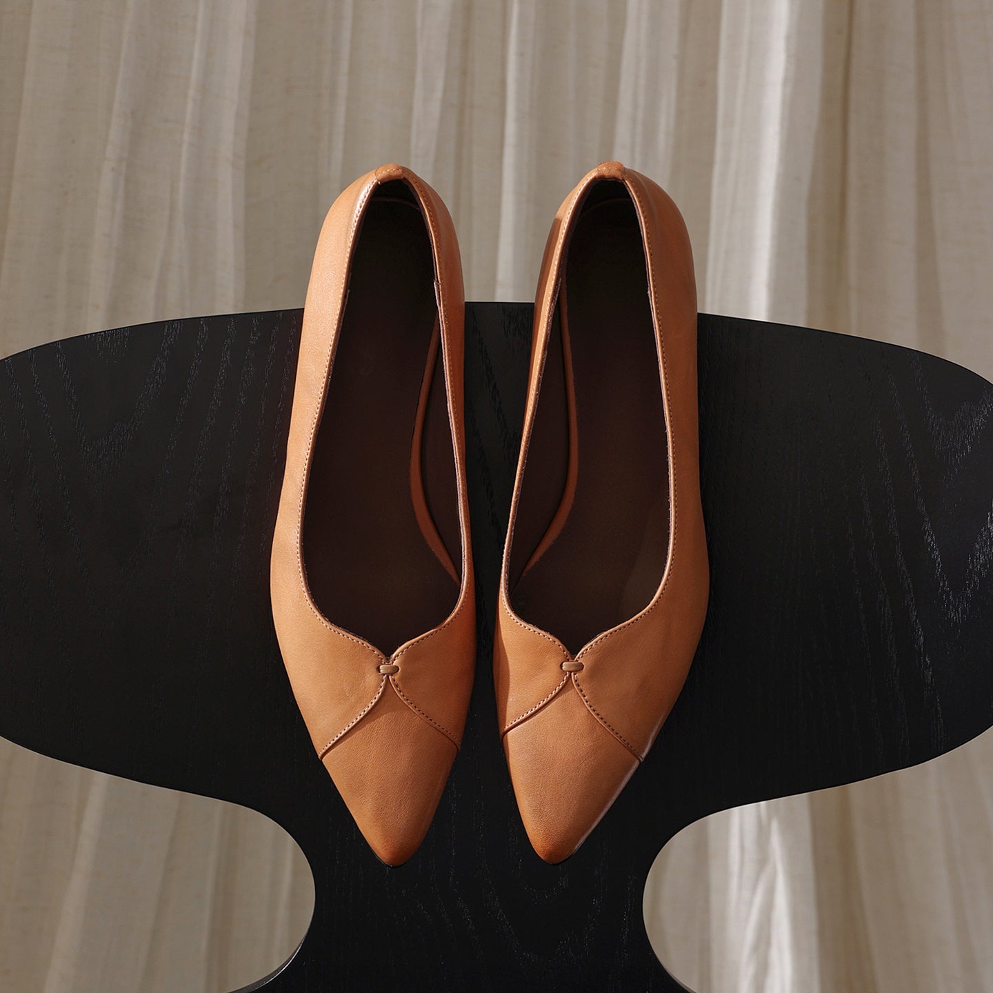 Washed Cowhide  Pointed Toe Leather Kitten Heels - Free Shipping