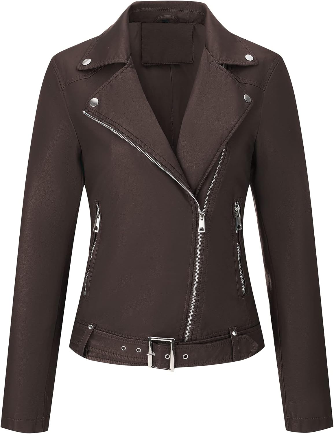 Stylish Faux Leather Fashionable Zipper Biker Outerwear Jacket-Free Shipping