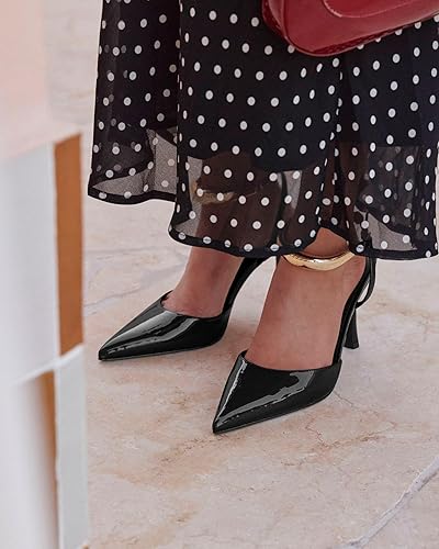 Elegant Gold Ankle Cuff Strap Patent Leather Pointed Toe Stiletto High Heels - Free Shipping