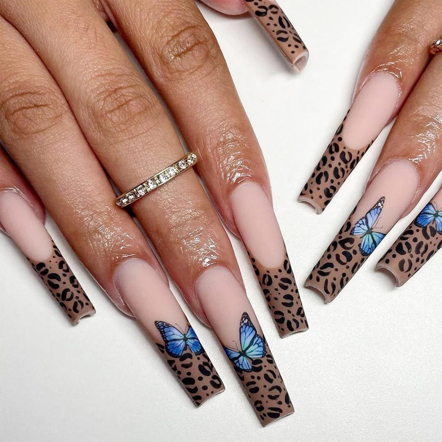 Designer Acrylic Press-On Nails Set - Long Acrylic Press-On Nails with Detailed Artwork- Free Shipping