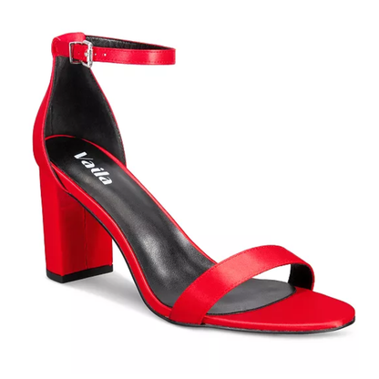 Zoe Sandals Red Block Heel Extended Sizes - Free Shipping