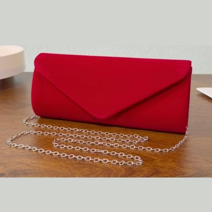 Elegant Velvet Clutch Purse: Sophisticated Classic Evening Bag with Detachable Chain