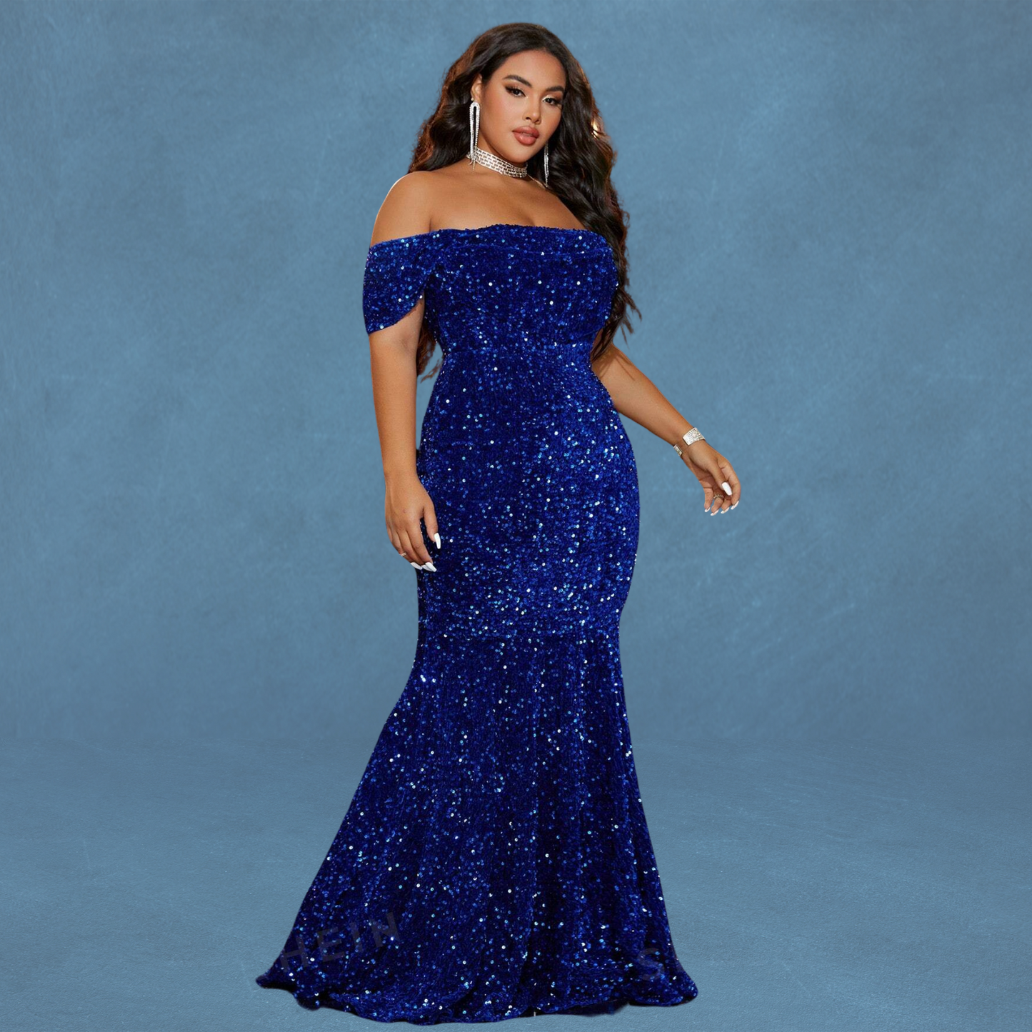 Stunning Plus Size Off-Shoulder Sequin Bodycon Dress Perfect for Prom, Wedding Guest, Bridesmaid