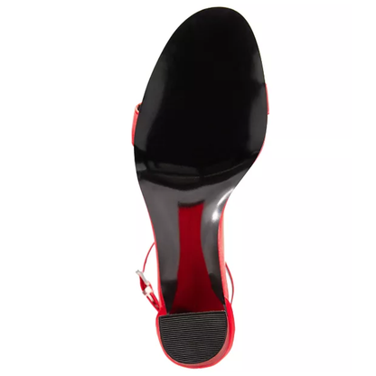 Zoe Sandals Red Block Heel Extended Sizes - Free Shipping