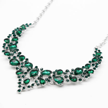 Elegant Rhinestone Necklace Earrings Set for Women - Statement Crystal Jewelry with Free Shipping