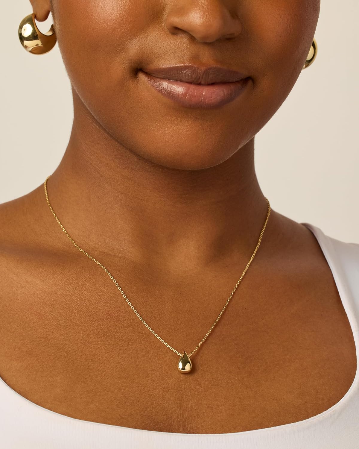 Chic Raindrop Droplet Design Pendant 14K GP Necklace - Free Shipping