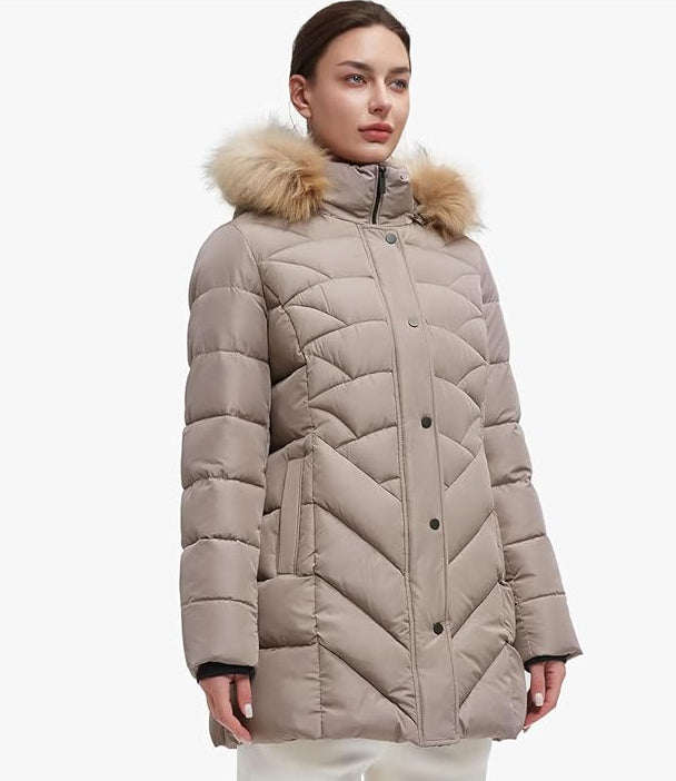 Stylish Faux Fur Hooded Zipper Button Closure Quilted Parka Jacket (XS–3XL) – Free Shipping