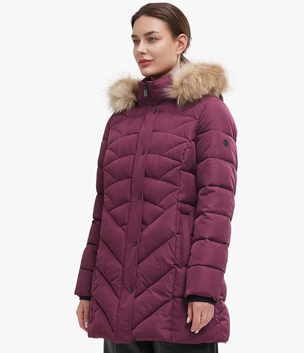 Stylish Faux Fur Hooded Zipper Button Closure Quilted Parka Jacket (XS–3XL) – Free Shipping