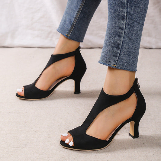 Peep-Toe Back Zipper Open-Toe Platform Heel Sandals - Free Shipping