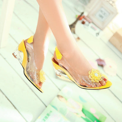 Transparent Crystal Peep Toe Sandals - Free Shipping