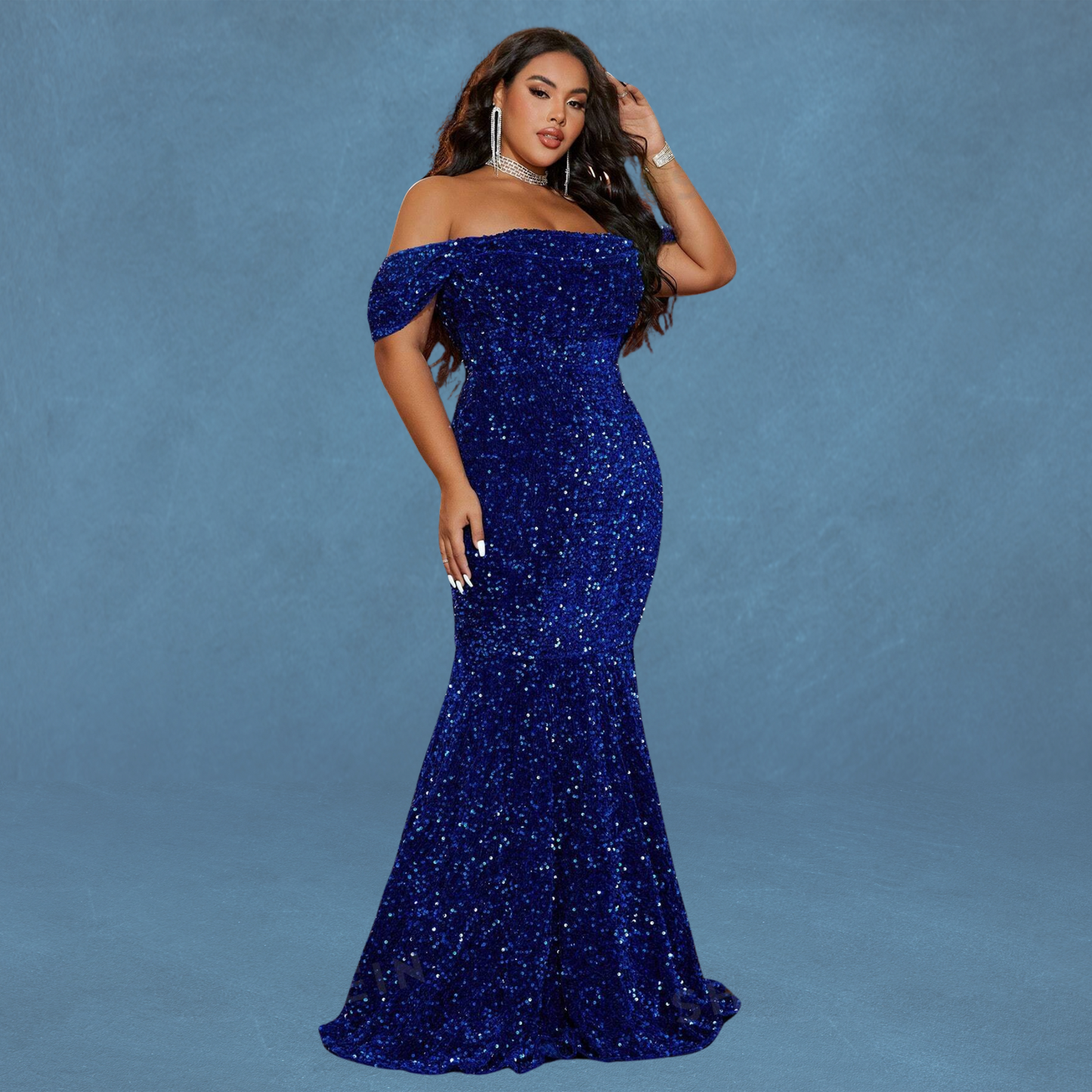 Stunning Plus Size Off-Shoulder Sequin Bodycon Dress Perfect for Prom, Wedding Guest, Bridesmaid