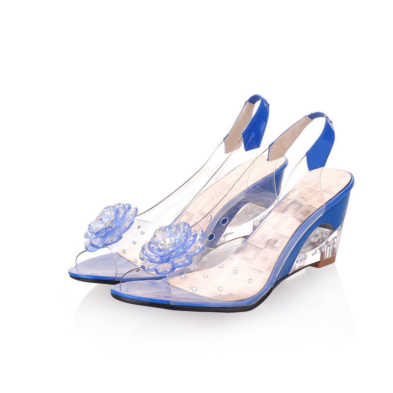 Transparent Crystal Peep Toe Sandals - Free Shipping