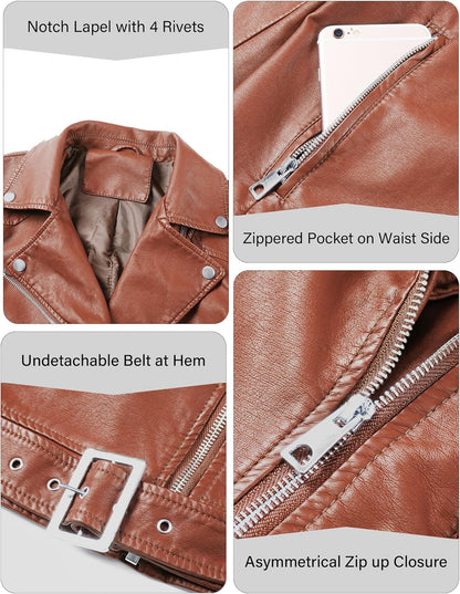 Stylish Faux Leather Fashionable Zipper Biker Outerwear Jacket-Free Shipping