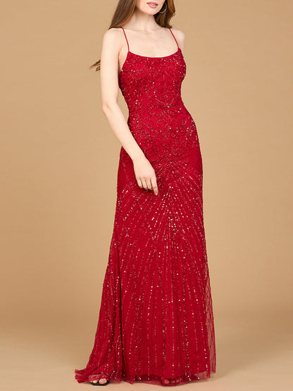 Stylish Lace Up Open Back Beaded Dress - Free Shipping