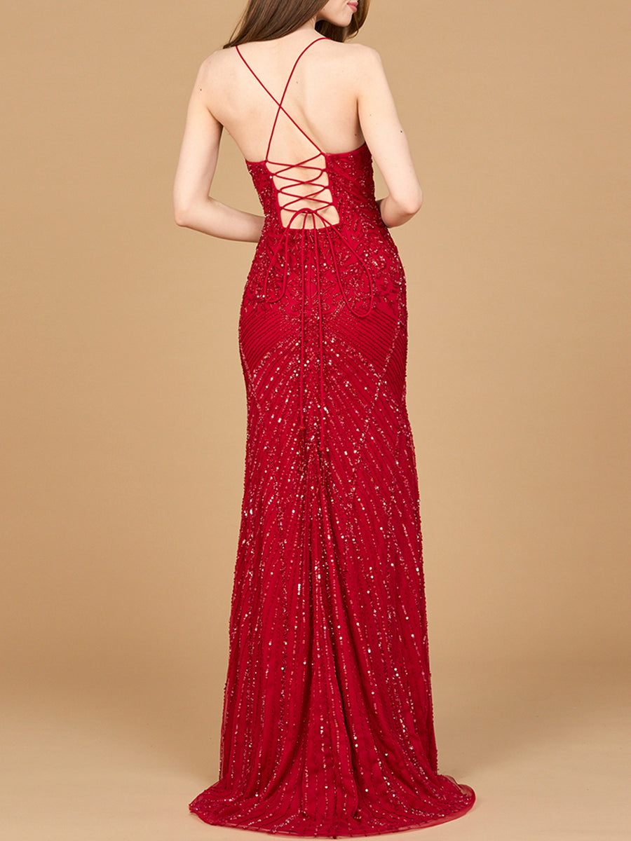 Stylish Lace Up Open Back Beaded Dress - Free Shipping