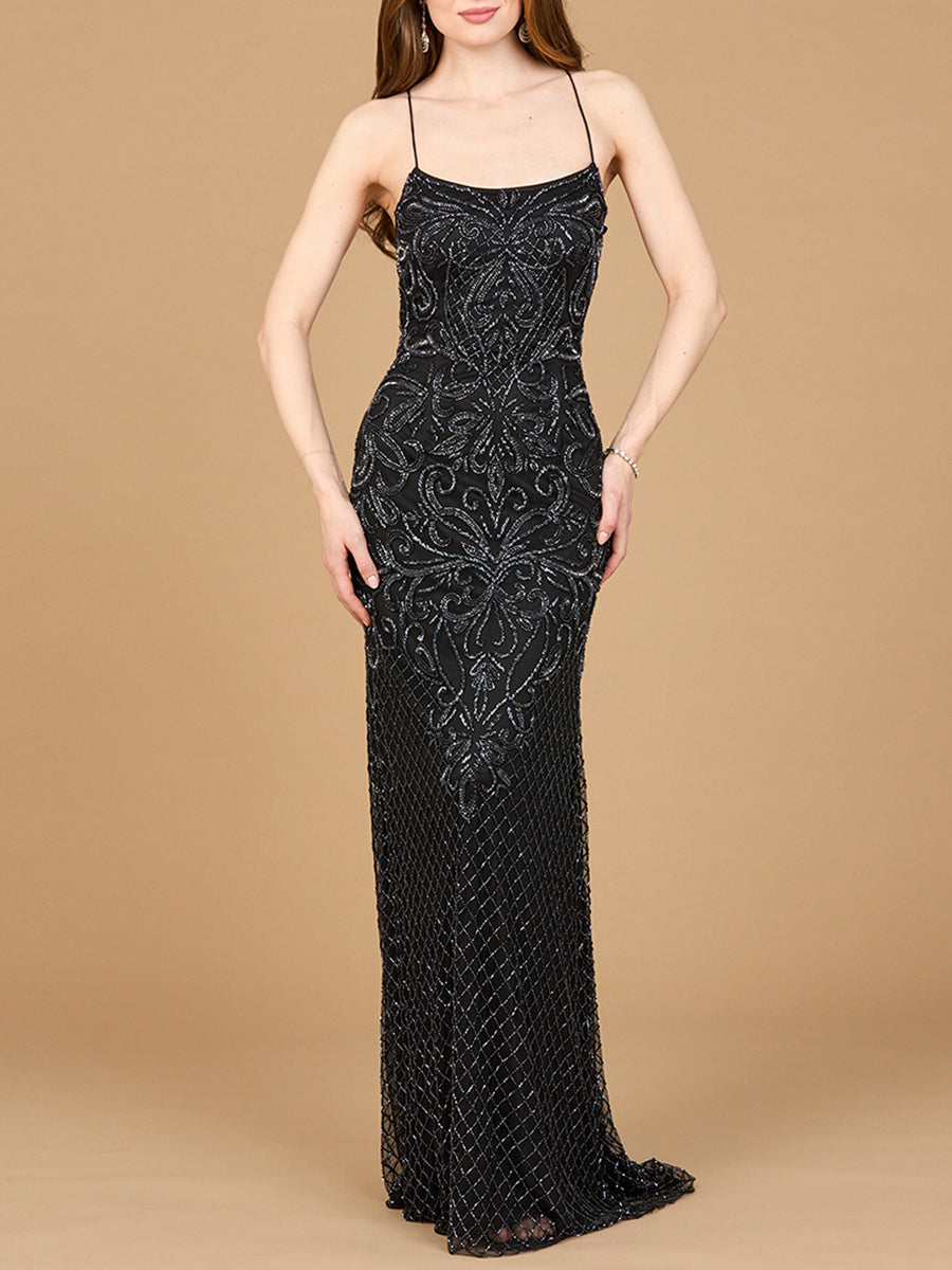 Lace Up Open Back Beaded Dress - Free Shipping