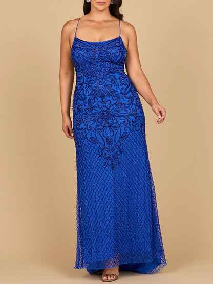 Lace Up Open Back Beaded Dress - Free Shipping