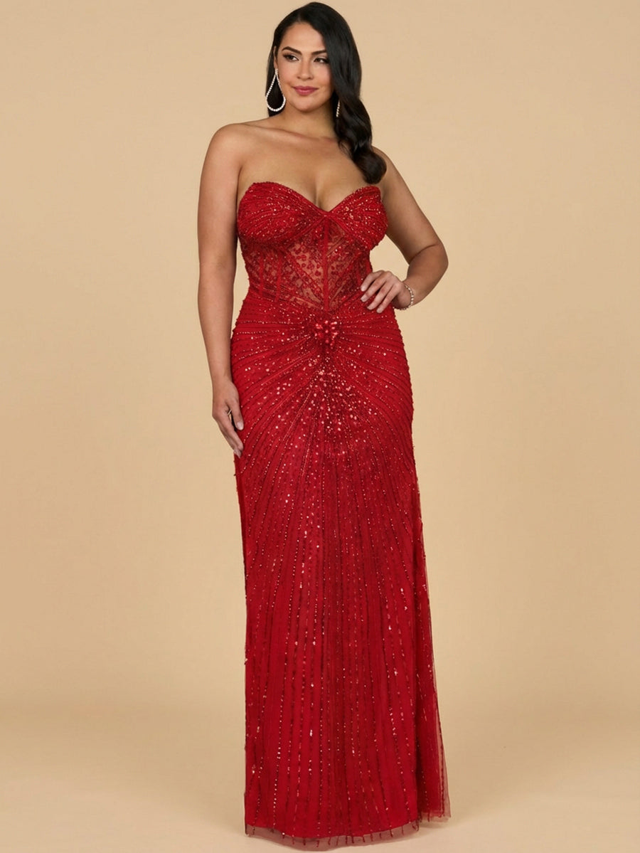 Sexy Embellished Strapless Gown with Slit - Free Shipping