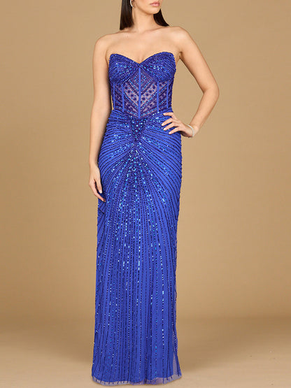 Sexy Embellished Strapless Gown with Slit - Free Shipping