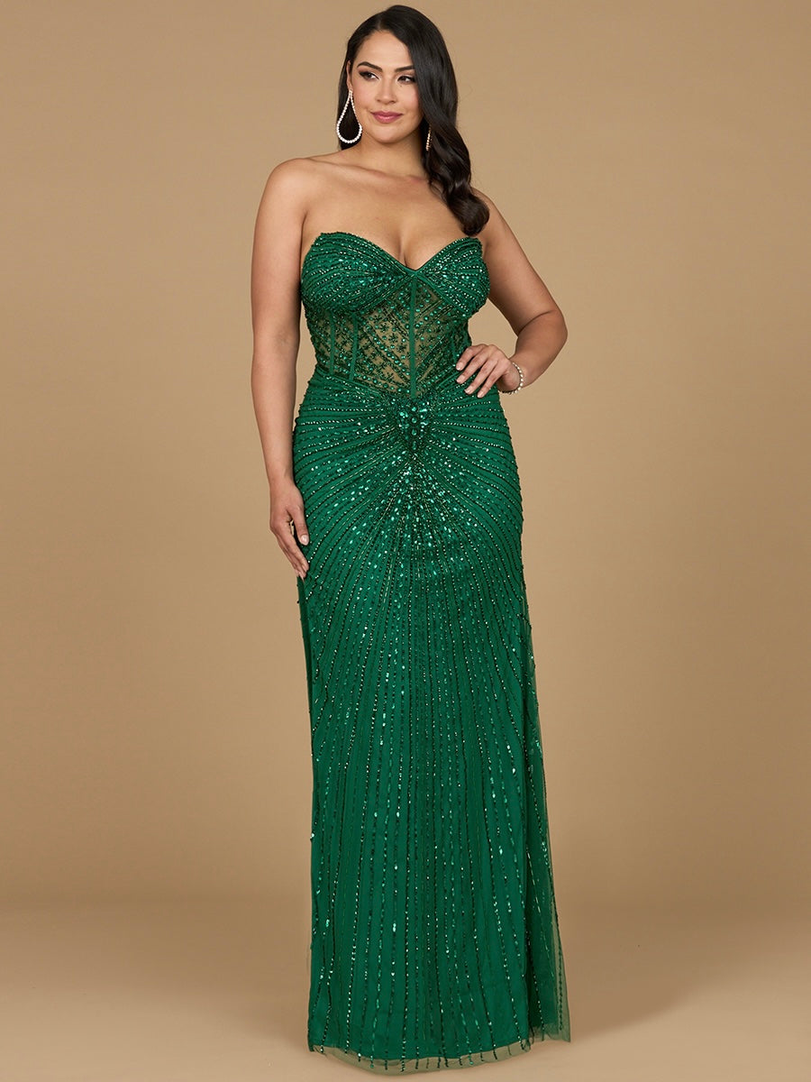 Sexy Embellished Strapless Gown with Slit - Free Shipping