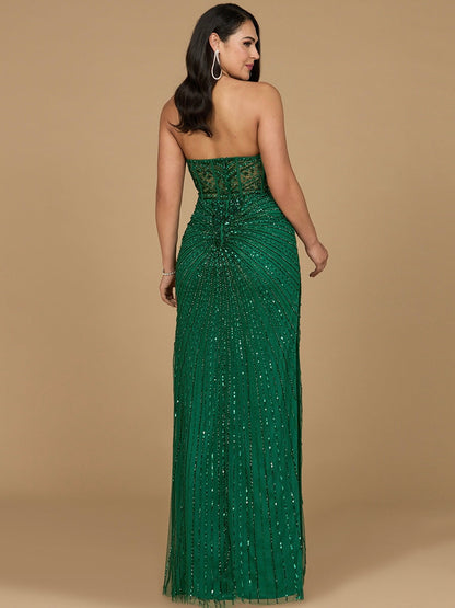 Sexy Embellished Strapless Gown with Slit - Free Shipping