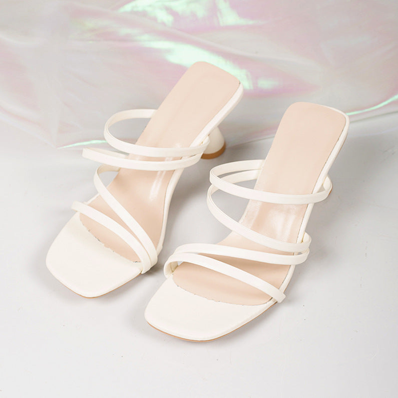 Plus-Size Square Toe Stiletto Heel Sandals - Free Shipping
