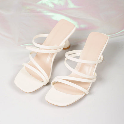 Plus-Size Square Toe Stiletto Heel Sandals - Free Shipping