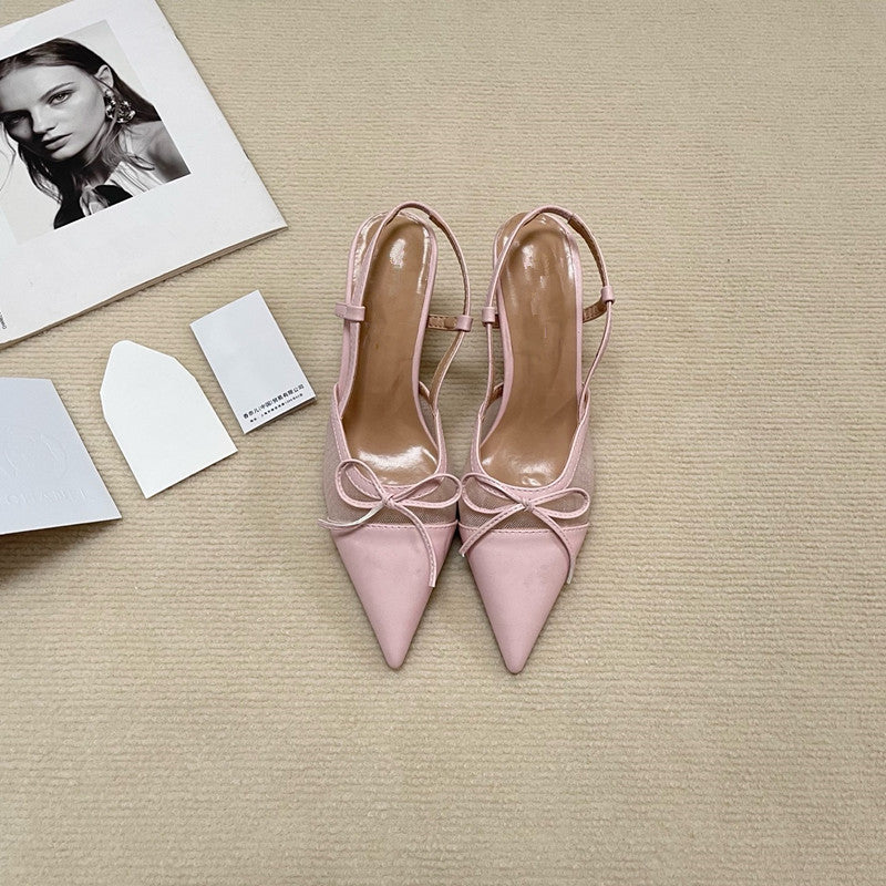 Classic Pointed Toe Slingback Leather Heels - Free Shipping