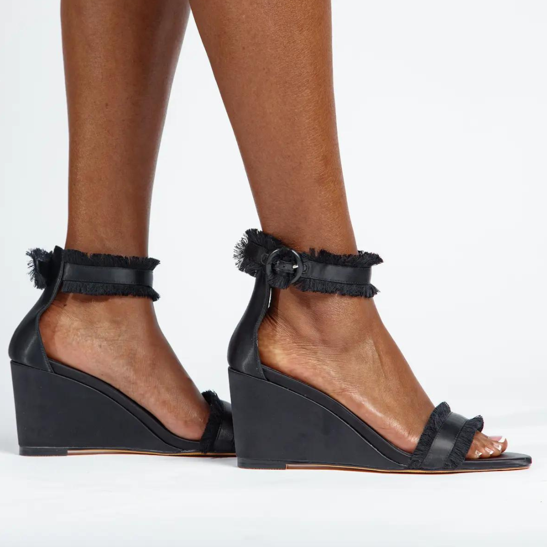 Angela Wedges Black Extended Sizes - Free Shipping