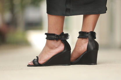 Angela Wedges Black Extended Sizes - Free Shipping