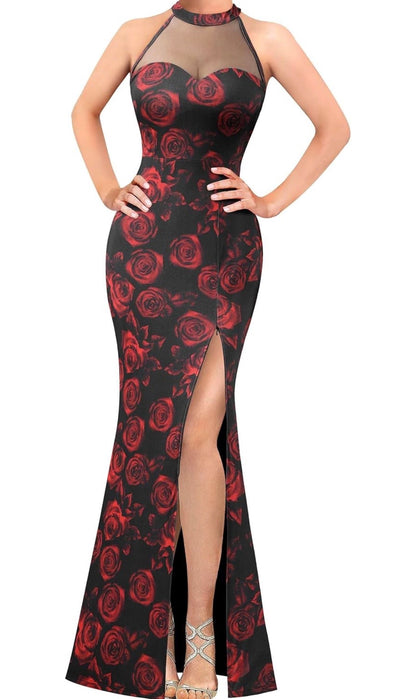 Elegant White Illusion Halter Sweetheart Slit Mermaid Maxi Dress - Formal Evening Gown - Free Shipping