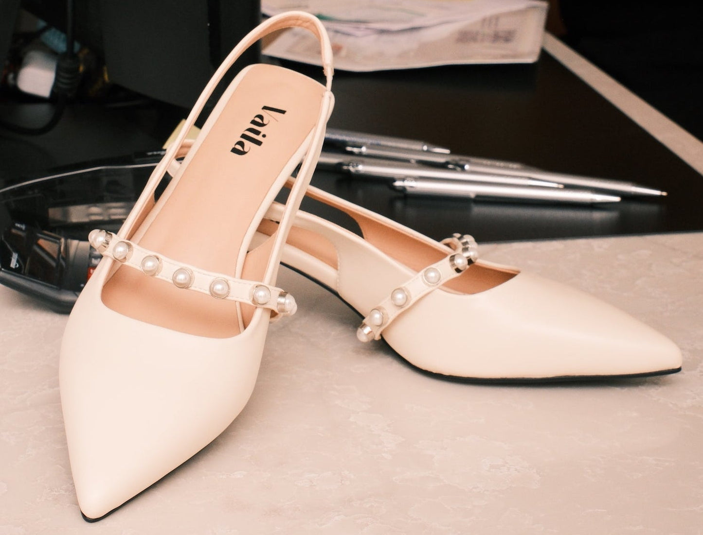 Sophia Slingback Pumps Ivory Extended Sizes - Free Shipping