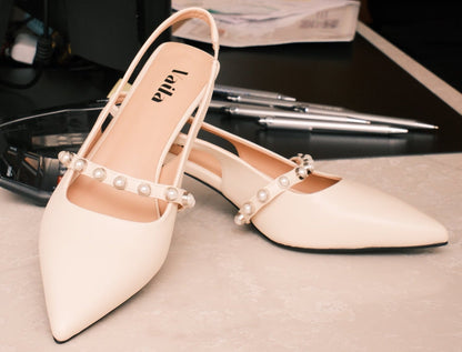 Sophia Slingback Pumps Ivory Extended Sizes - Free Shipping