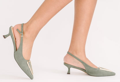 Cecilia Slingback Green Extended Sizes - Free Shipping