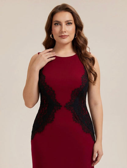 Elegant Plus Size Sleeveless Colorblock Lace Applique Maxi Dress - Free Shipping