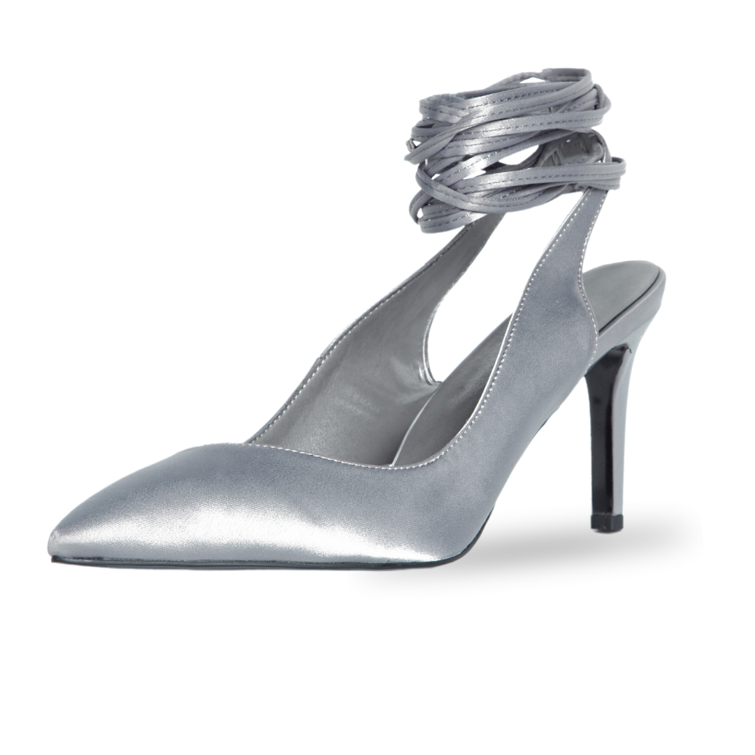Estelle Strappy Pumps Silver Extended Sizes - Free Shipping