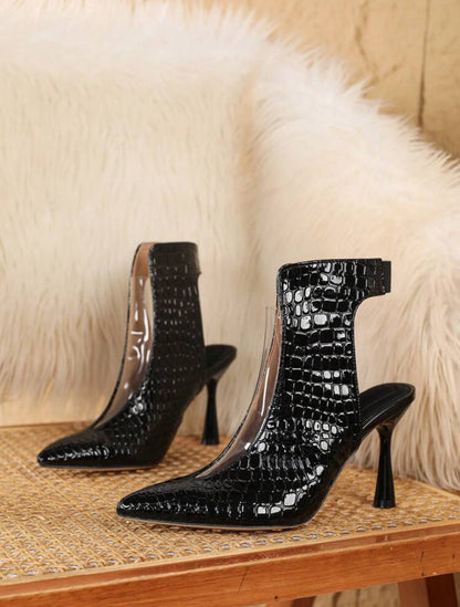 Stylish Spliced Design High Heels - Elegant Pointed Toe Ankle Boots - Free Shipping