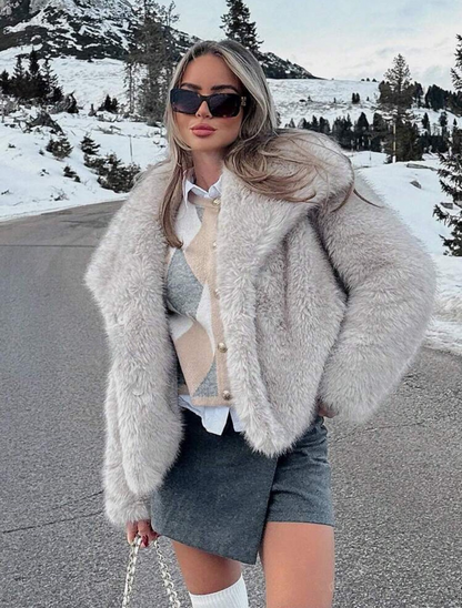 Elegant Women's Oversized Faux Fur Jacket-Free Shipping