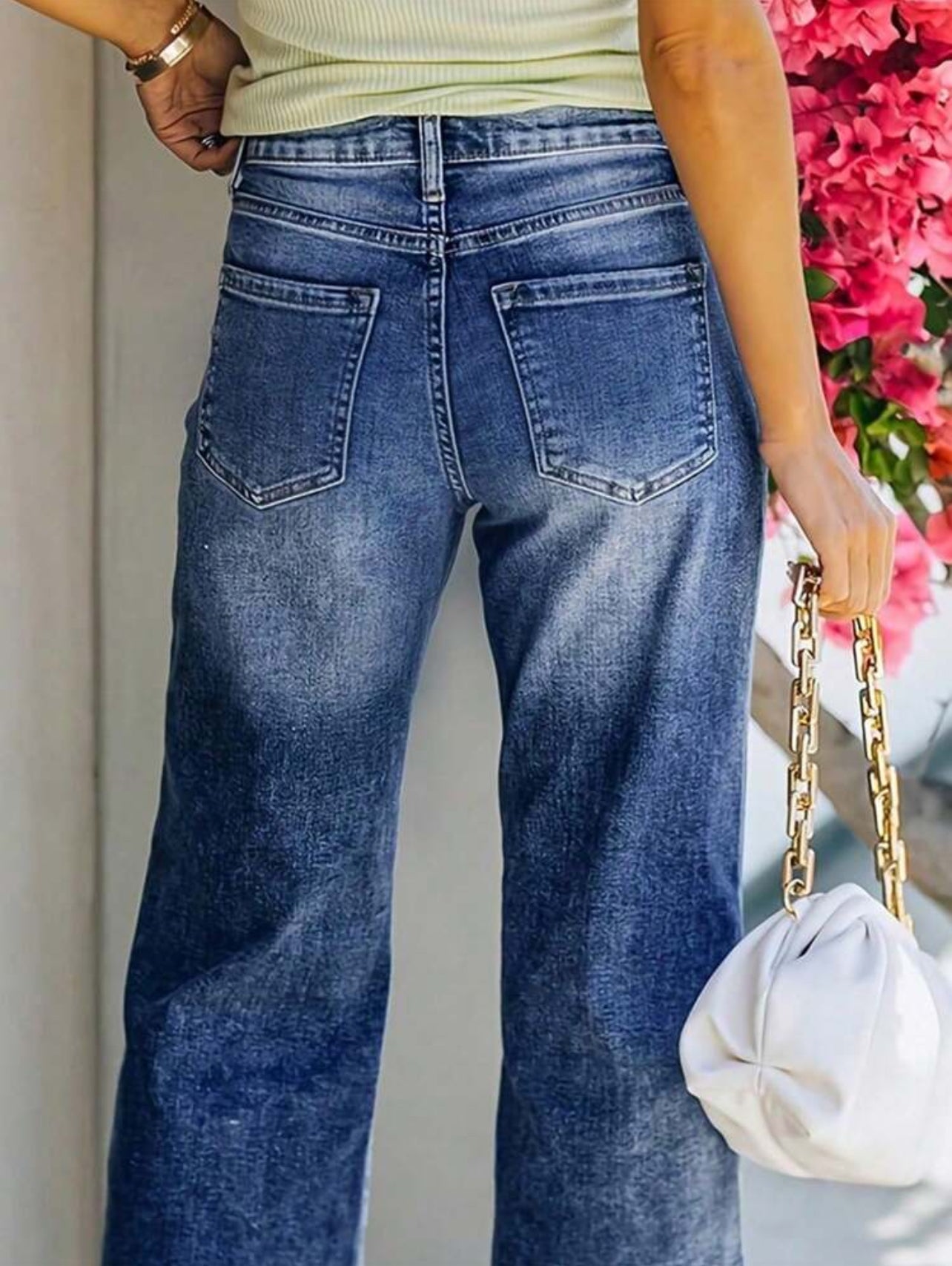 Loose Fit Women's Wide Leg Jeans, Non-Stretch, Denim Pants with Pockets-Free Shipping